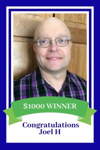1000 Dollar Savers Sweepstakes Winner Joel H