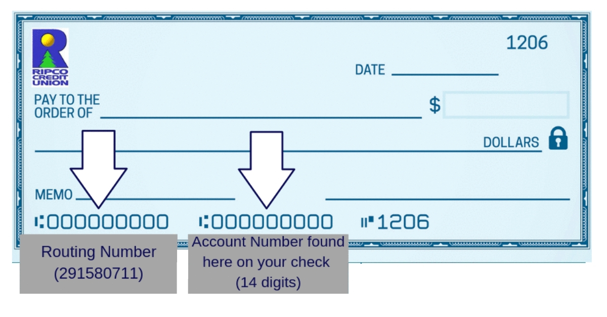 Check with routing number and account number example