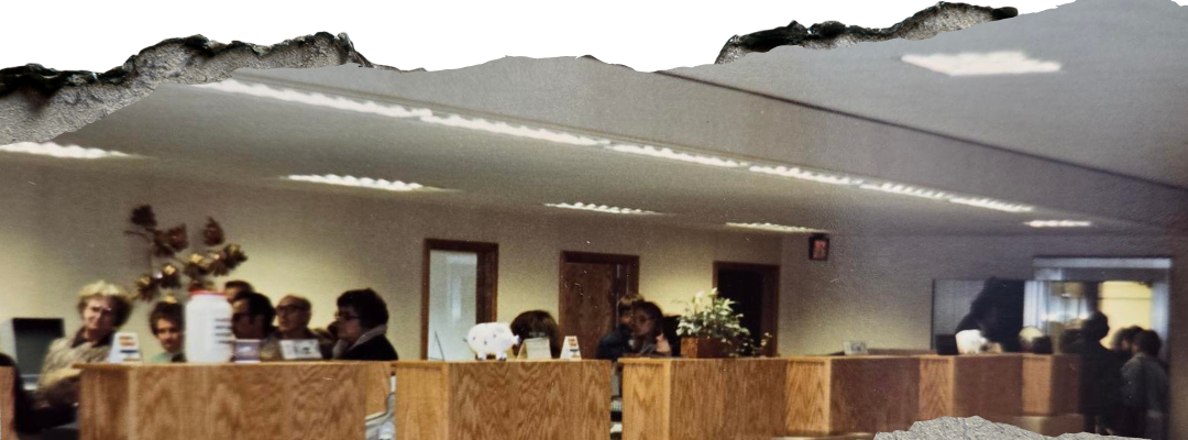 old photo of the teller line